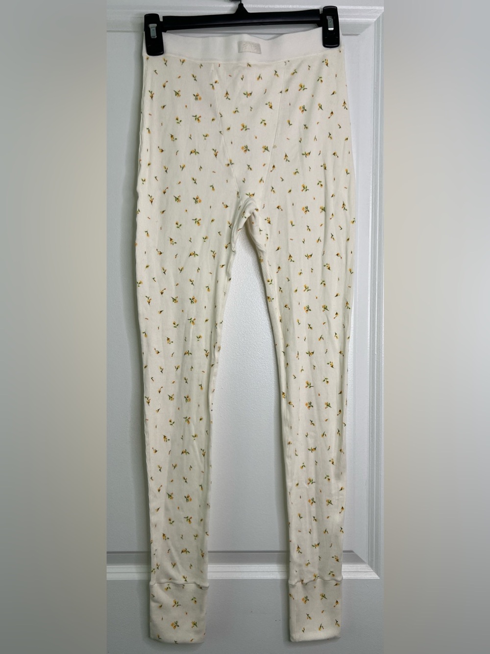 NWT SKIMS Cotton Rib Leggings Marigold Rosebud Floral Print High Rise Size Small